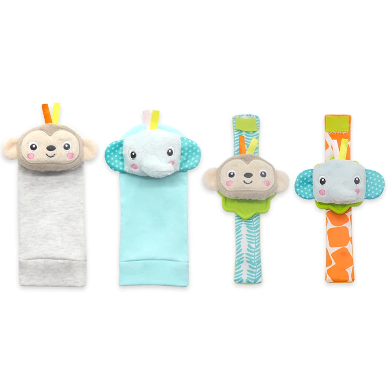 Infant Baby Kids Socks Wrist Rattle Set Plush Toys Foot Socks 0~24 Months