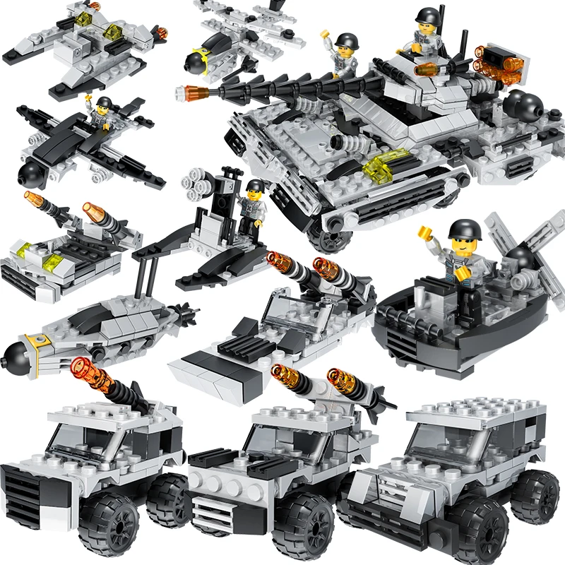 Tank Warship Fighter Assembling Educational Building Blocks Toys Plastic MODEL Toy ABS Construction Toy Block Set
