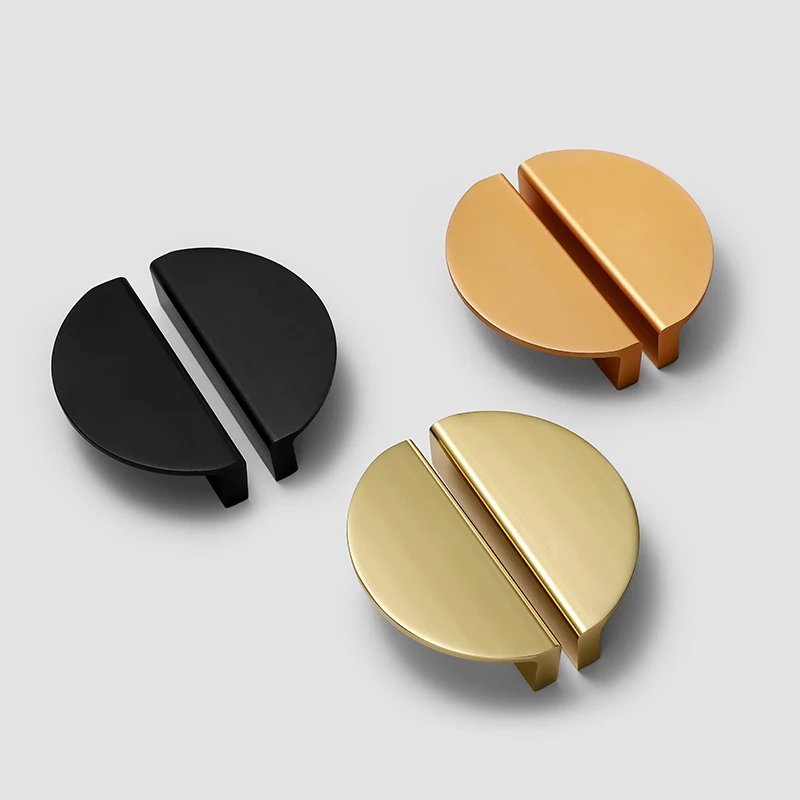 AIMINO OEM Modern Bedroom Home Furniture Hardware Half Moon Cabinet Handle Half Round Drawer Pulls Aluminum Gold Color Handle