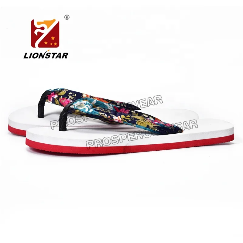 popular lady  summer floral fabric   flip flop