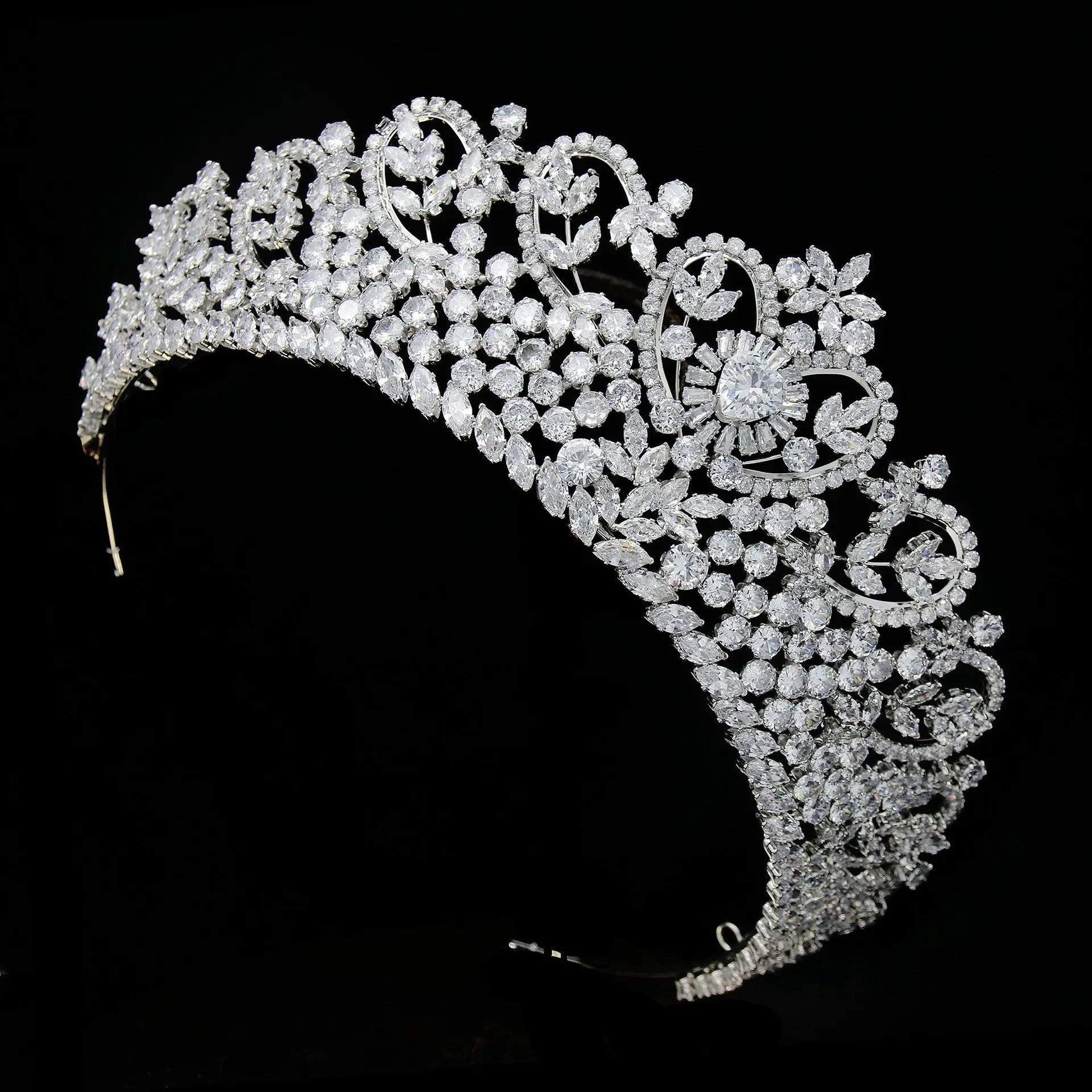 High Quality Queens Headpiece Shiny Cubic Zirconia CZ Wedding Bridal Tiaras Crown for Bride Hair Accessories