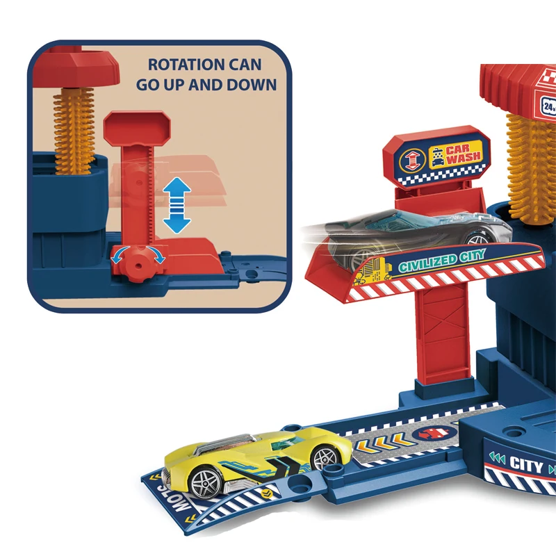37C heat discoloration die-cast car washing facility park toys kids HN934399