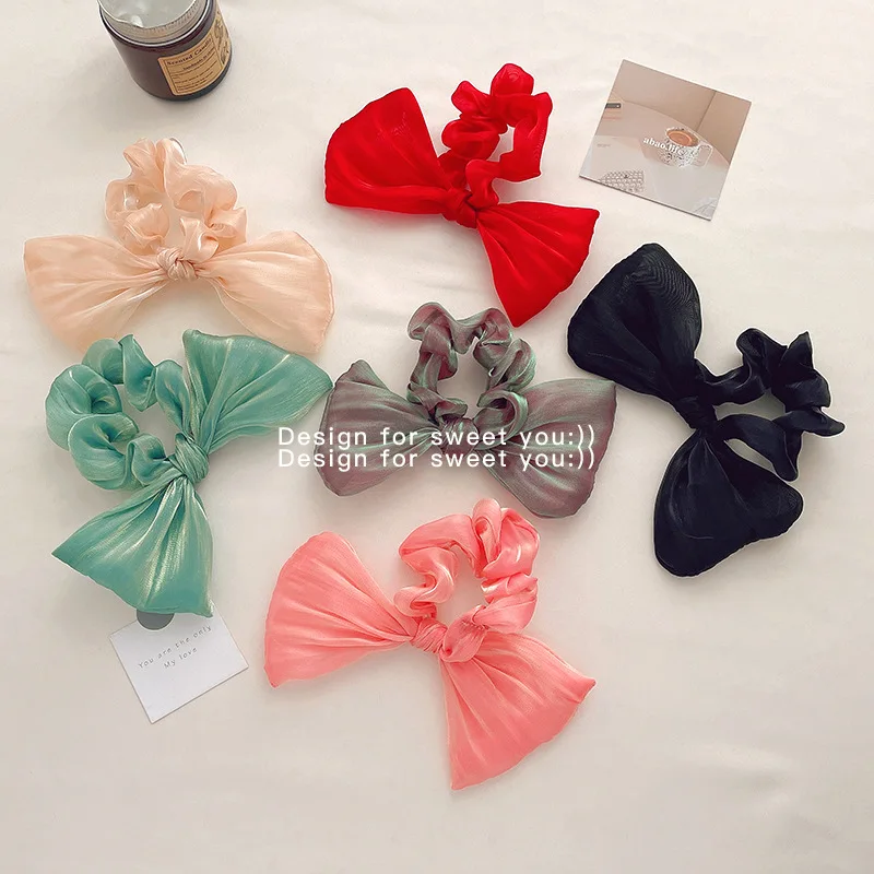 High Quality Cheap Cute Kids Elastic Ribbon Scrunchies Hair Ties hair accessories for little girls