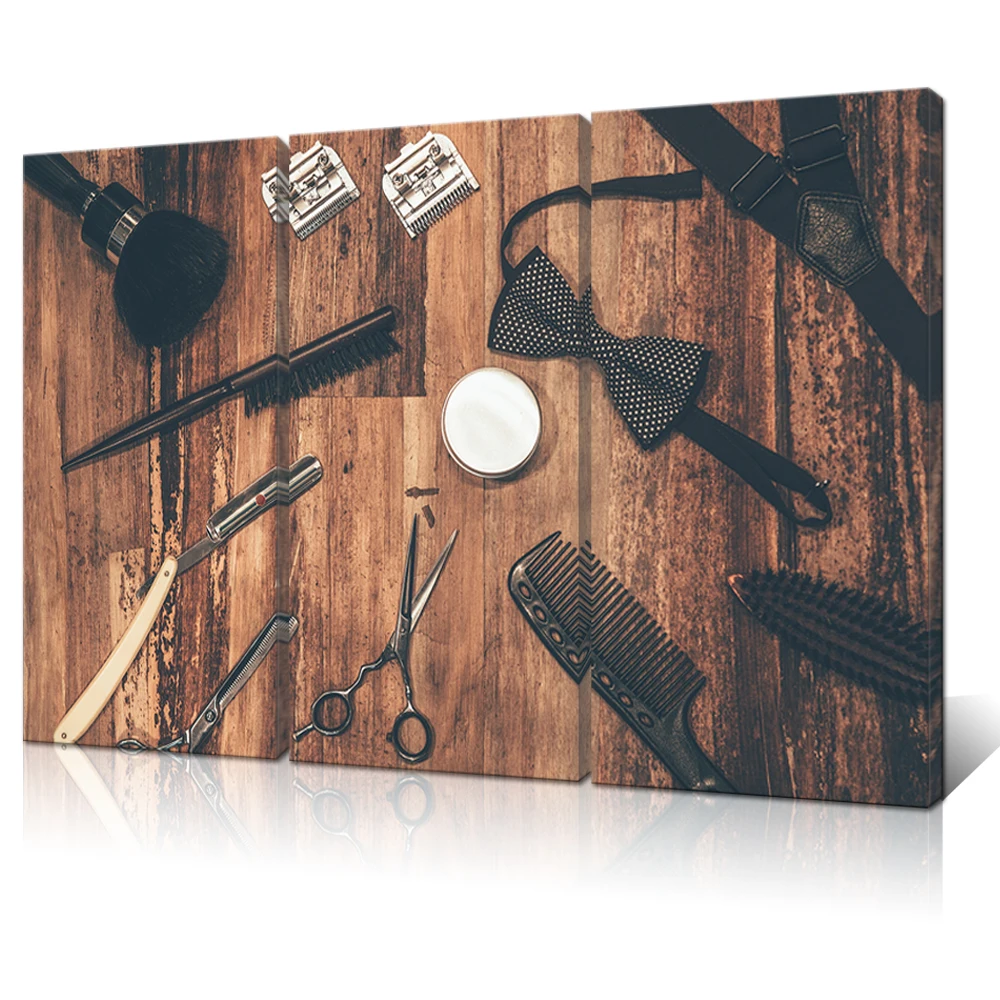 Modern Canvas Painting Wall Art Barber Shop Decor Hair Cutting Tools Scissors  Picture Beauty Salon Artwork  Home Decoration