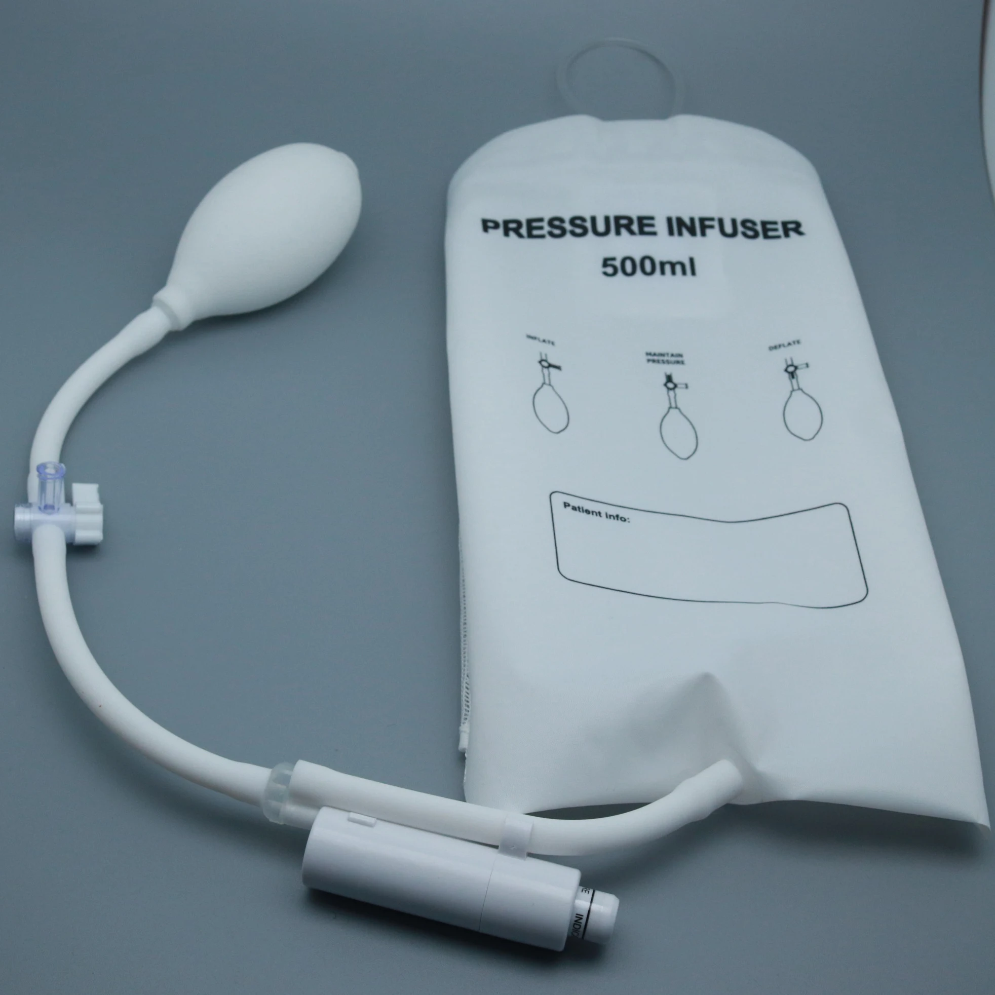 500ml 1000 MLdisposable medical tpu pressure infusor infusion bag with piston gauge