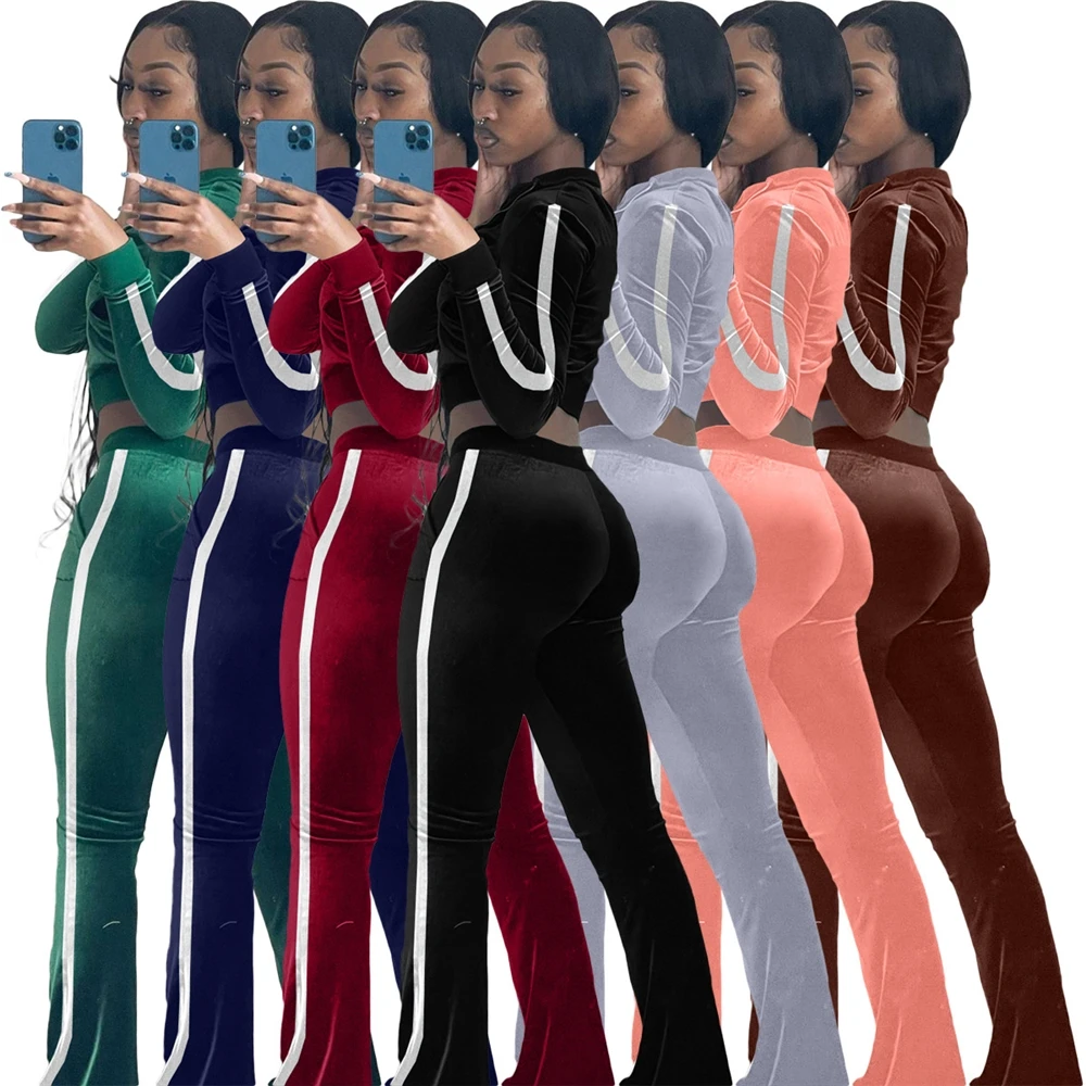 Women Clothes Two Piece Set Casual Womens Jogger Tracksuit Sets With Zipper Cropped Tops And Long Pants Outfits