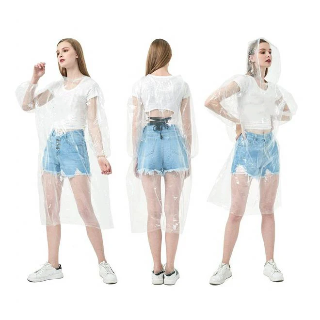 6pcs Clear Rain Poncho, Disposable Ponchos for Adult Super Waterproof for Theme Parks Hiking Camping Sports Events