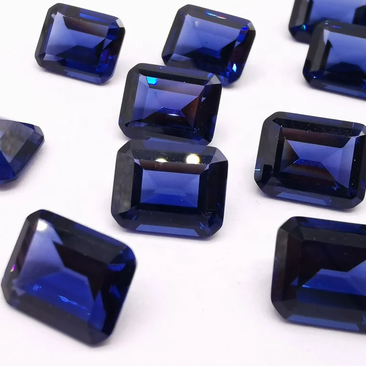 Baifu драгоценные камни синтетические 10*8 мм изумрудная огранка нано-Танзанит синий #128 драгоценный камень для воска