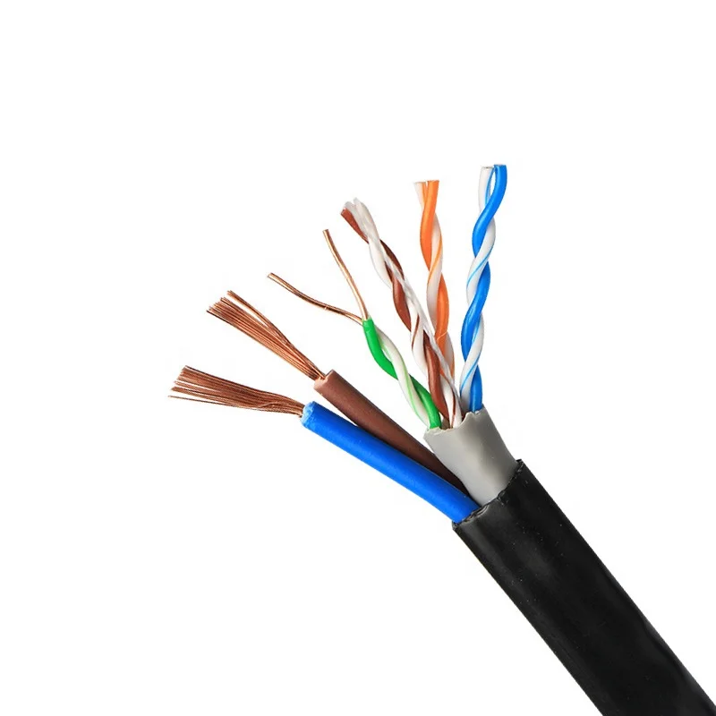 network cable with power gigabit waterproof CAT 5e UTP outdoor Lan with 2c wire power ethernet cable for cctv camera cable