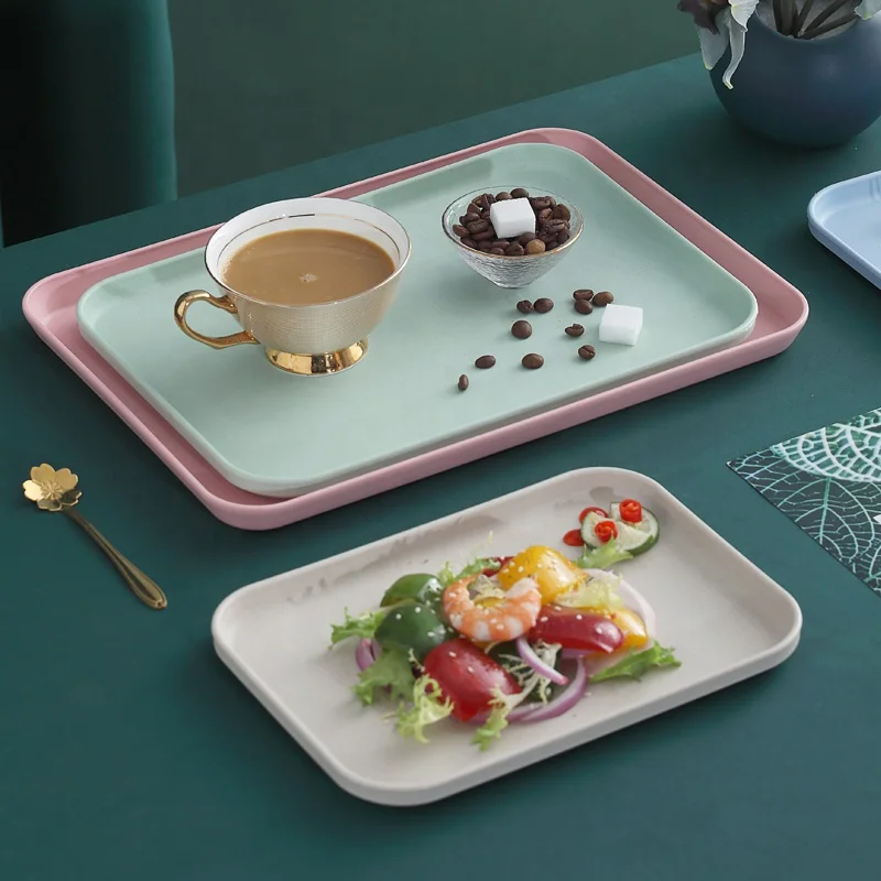 wheat straw tray 38*27cm family snack tray fruit Plate commercial restaurant service tray Unbreakable  can be customized logo