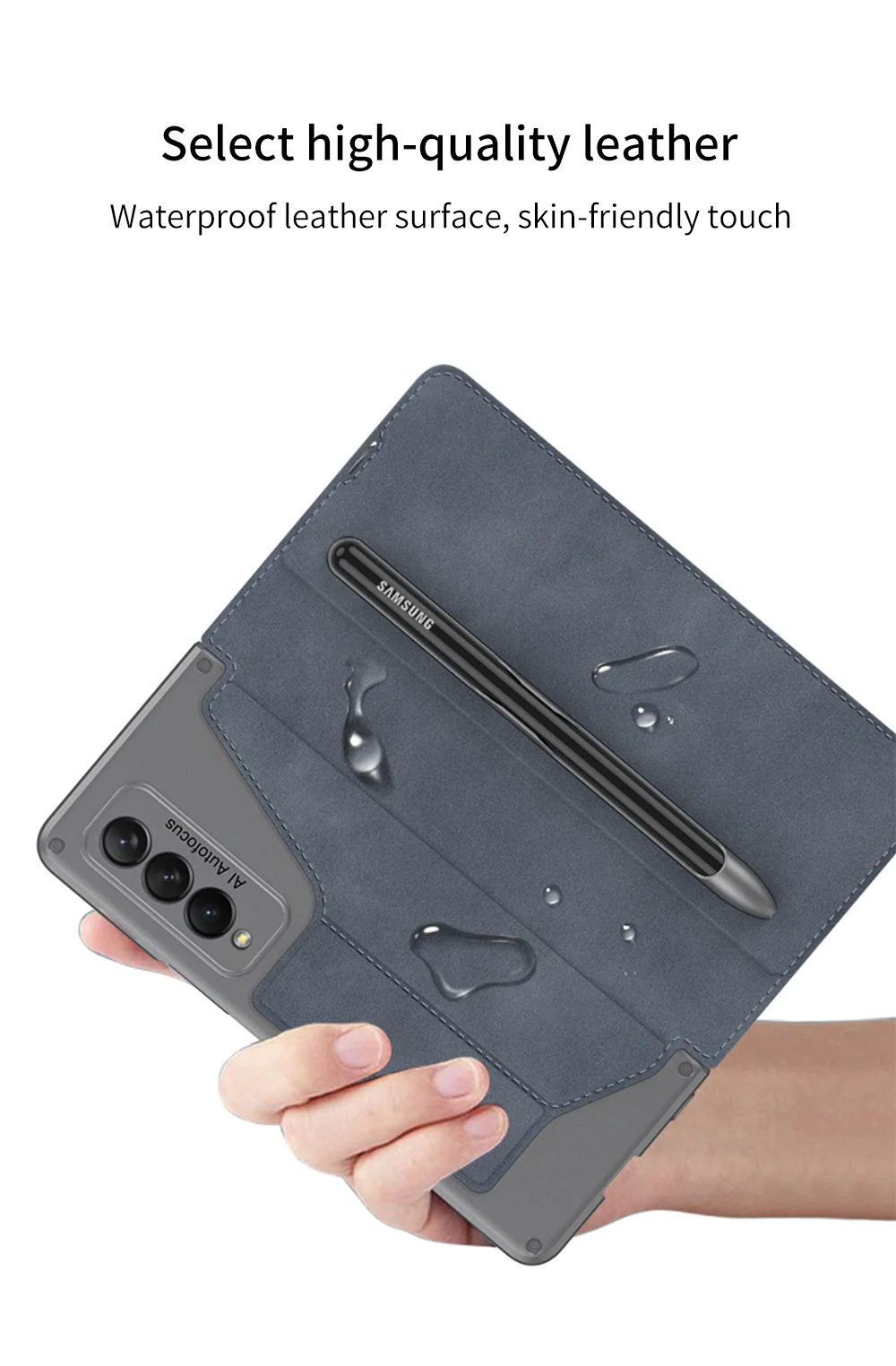 Card Slot Flip Wallet Leather Case for Samsung Galaxy Z Fold 4 5G Case with Removable Pen Slot Holder Cover for Galaxy Z Fold2 3
