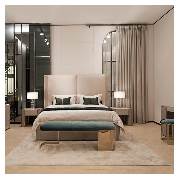 Professional China Supplier Bedroom Furniture Luxury Italian Bed Bench Bed End Stool