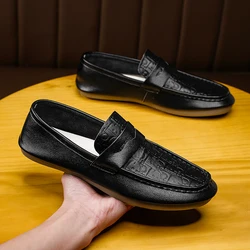 Мужские мокасины из натуральной кожи, повседневная обувь для вождения, лоферы