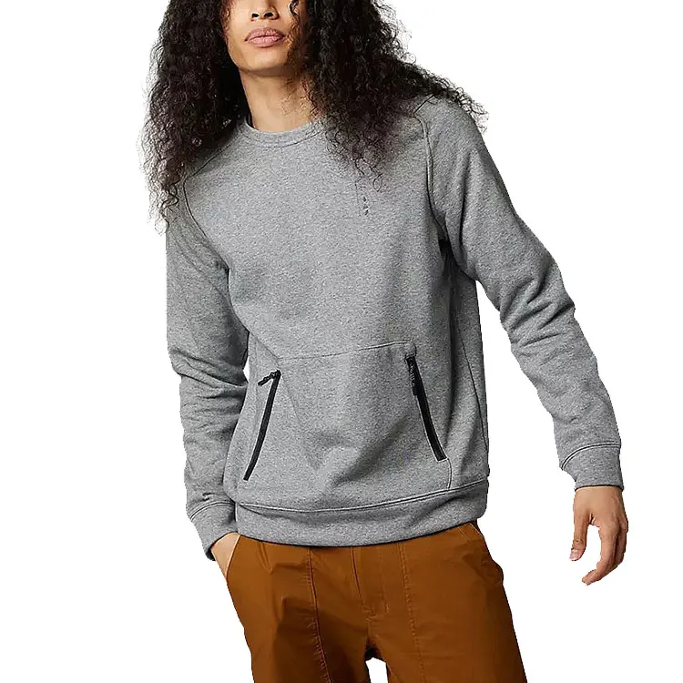 create your own logo brand customized mens pullover hoodies gray crewneck blank plain pullover sweatshirts