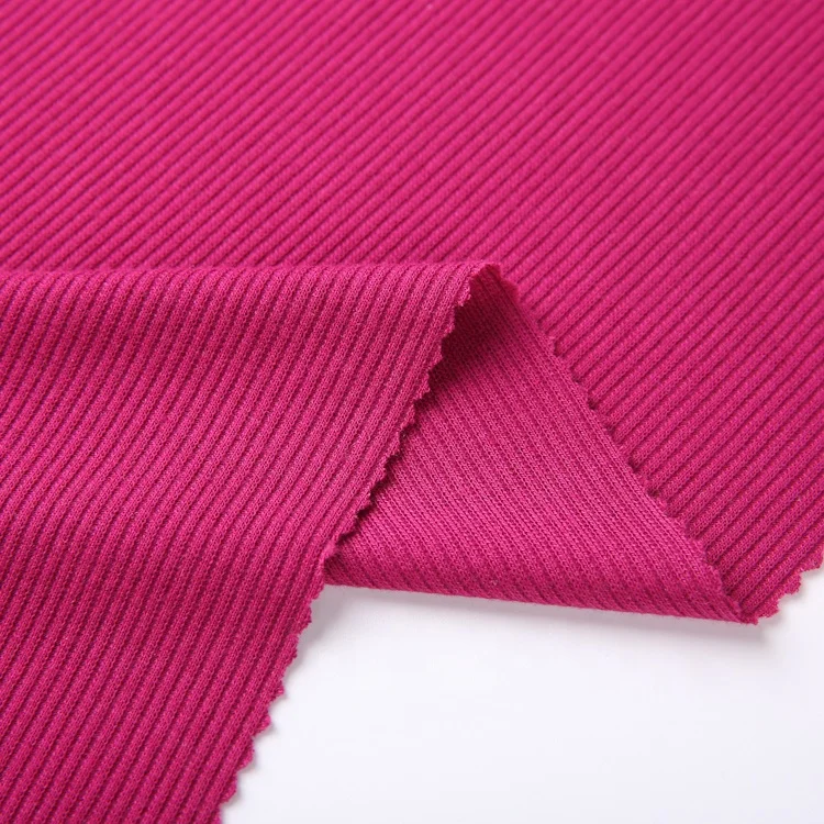 China manufacturers 2*2 polyester spandex cotton stretch rib knit fabric for cuff neckline