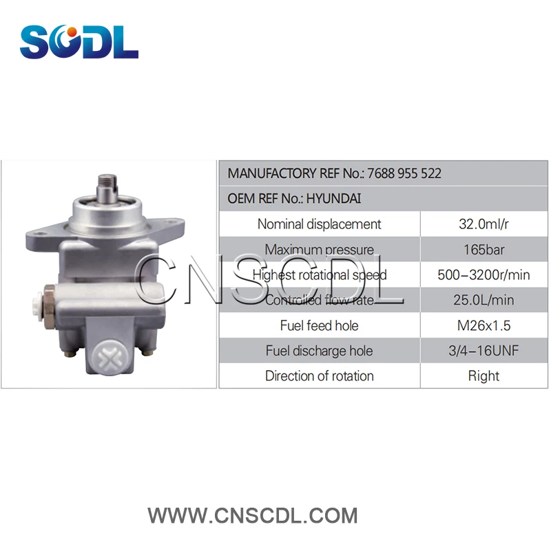 SCDL 7688955522 Steering Pump For HYUNDAI Truck Engine Parts