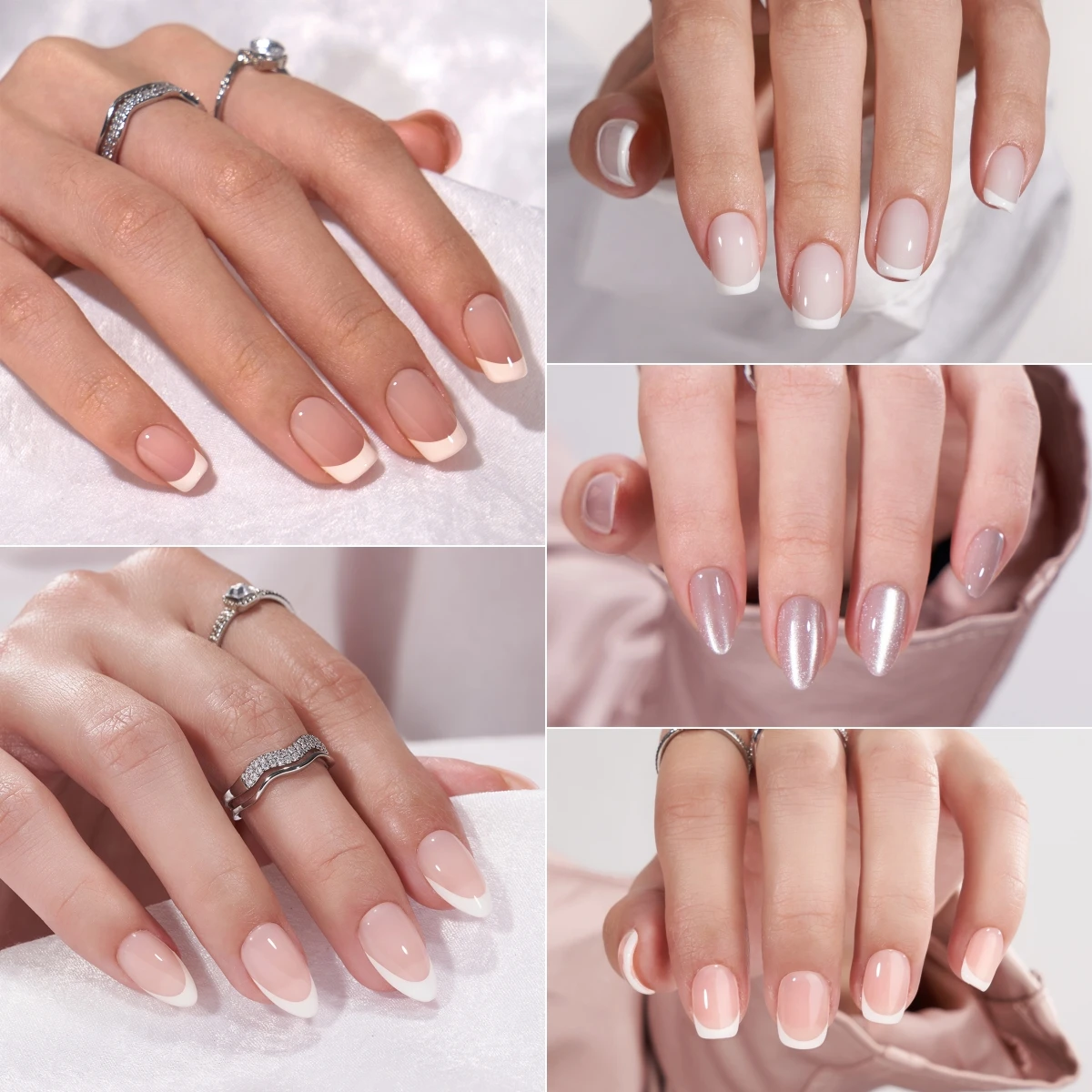 Private Label 30pcs Soft Gel Press On Fake Nails Short Almond Square False Nails Handmade French Tip Press On Nails