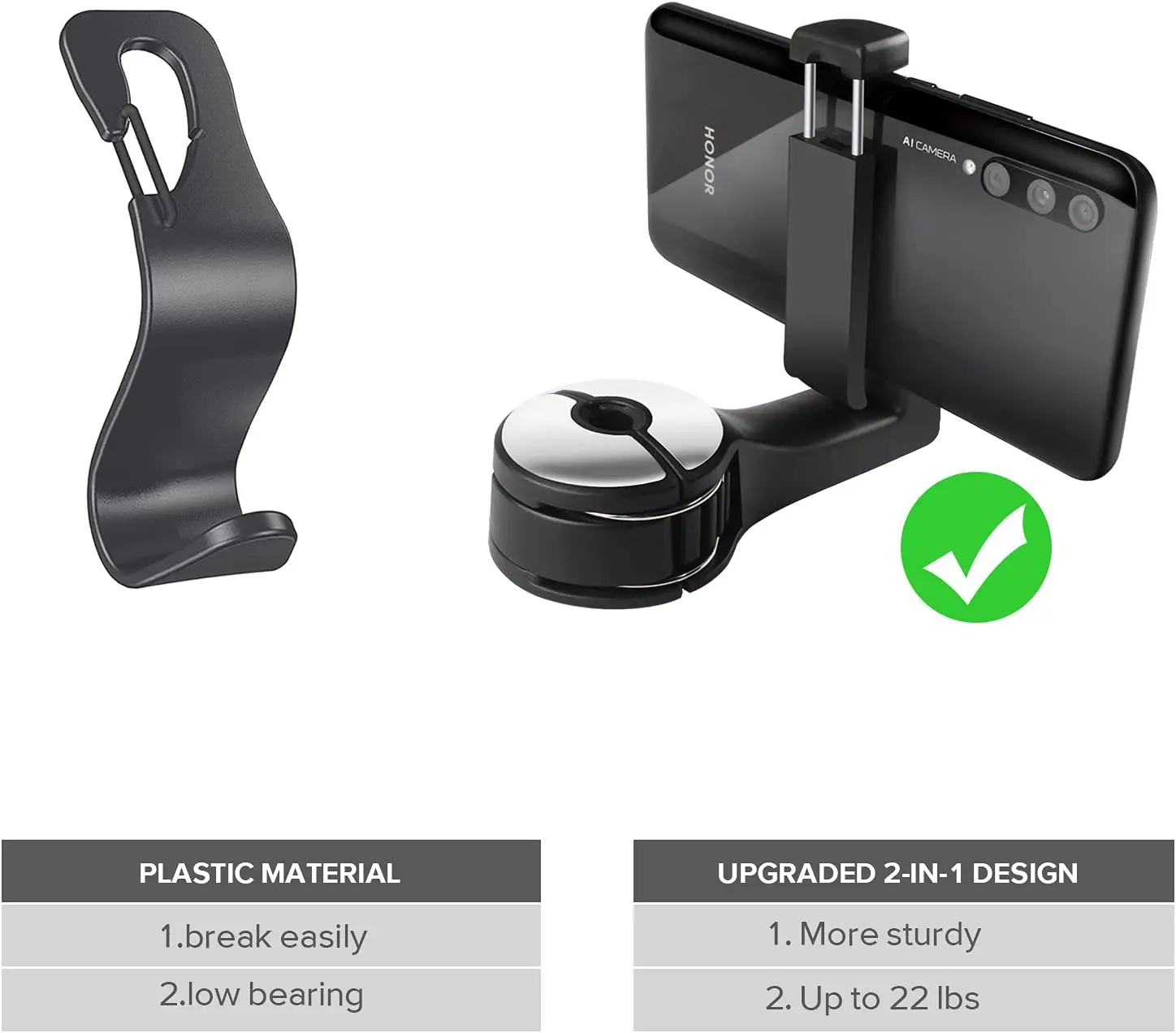 Крючки на подголовник автомобиля для кошелька и сумки с подставкой для телефона, крючок-держатель на заднее сиденье для подвешивания бутылки с водой