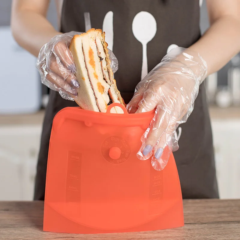 2023 Cooking Tools Stand Up Silicone Reusable Sous Vide Bag Set Reusable Silicone Storage Bags