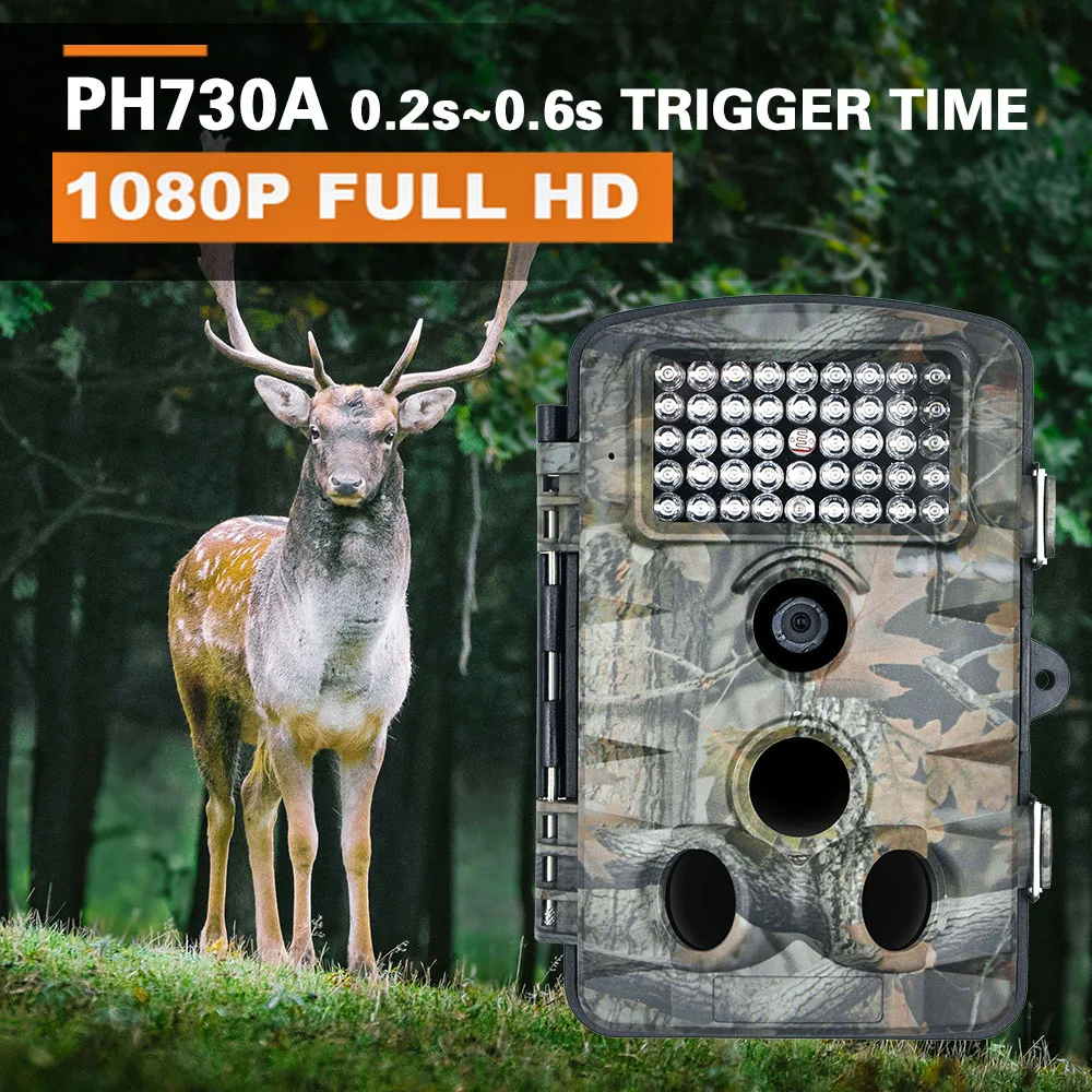 Zecre PH730 5M Sensor 2.4 Inch LCD Screen 1080P  Full HD 12MP Trail Camera Hunting Camera with 42 Pieces 850NM Infrared LEDs