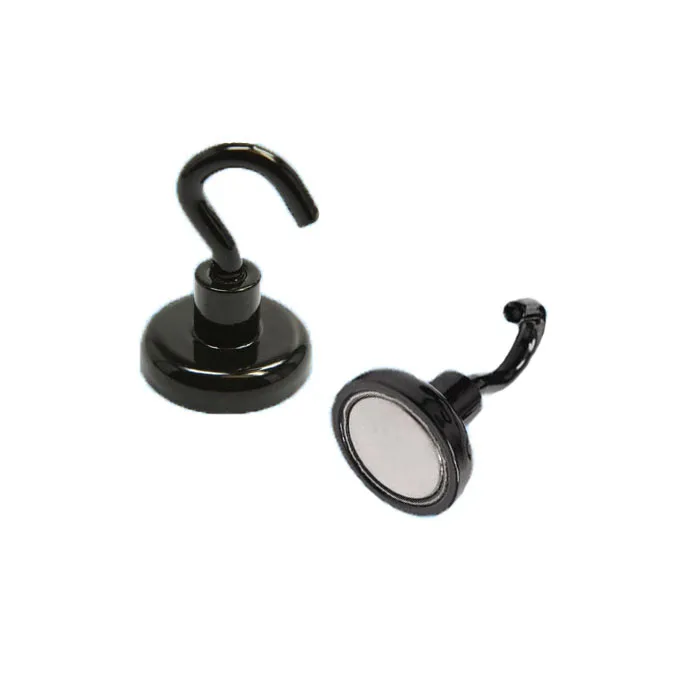 High Strength 40LB Magnetic Material Black Color Powerful Magnetic Hooks