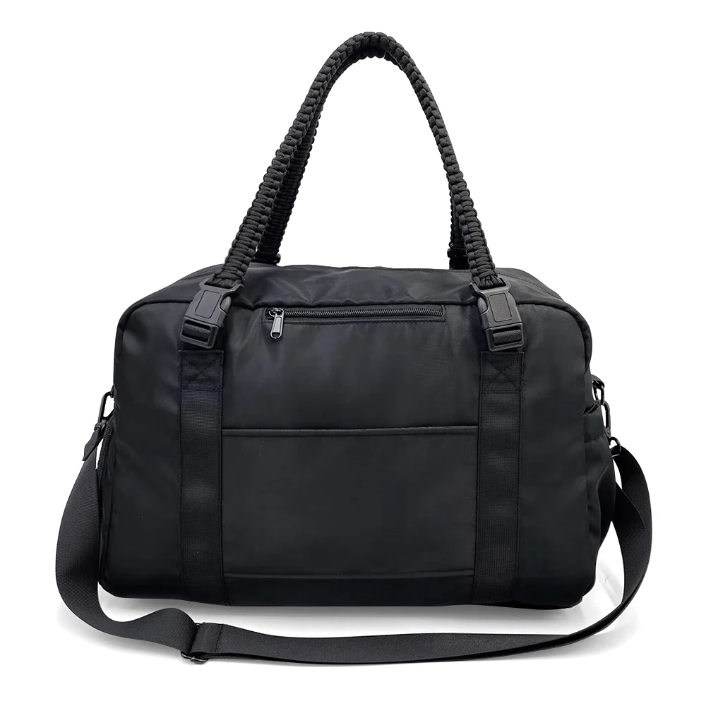 Hidden Padded Backpack Straps Braided Handle Travel Duffel Bag Women Gym Bag With Shoes Compartment