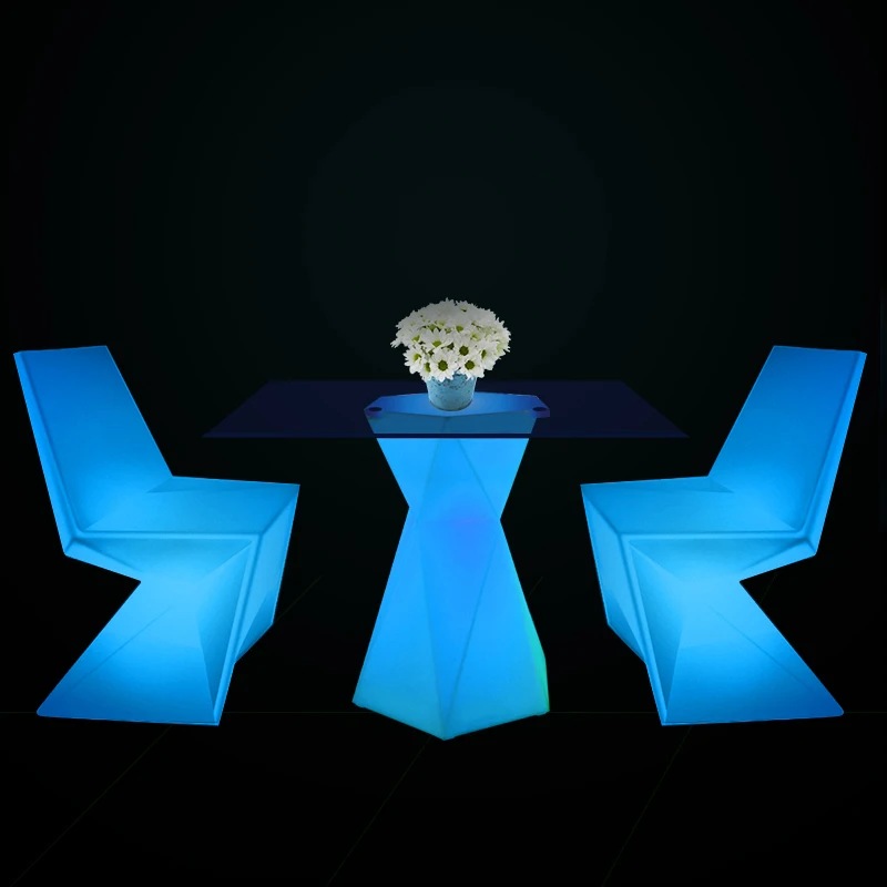 Outdoor furniture glowing bar table,led garden furniture table chair