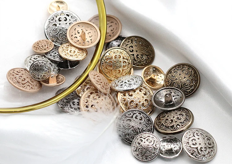 In Stock Wholesale Round Retro Hollow Shank Button Metal Buttons For Clothes