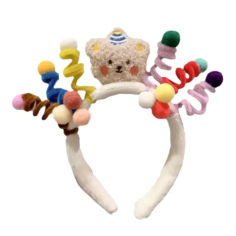 Funny Lion Bear Plush Hairbands Girls Wash Face Lovely Costume Party Antenna Hoop Headbands Cosplay Ornament Hair Accessories