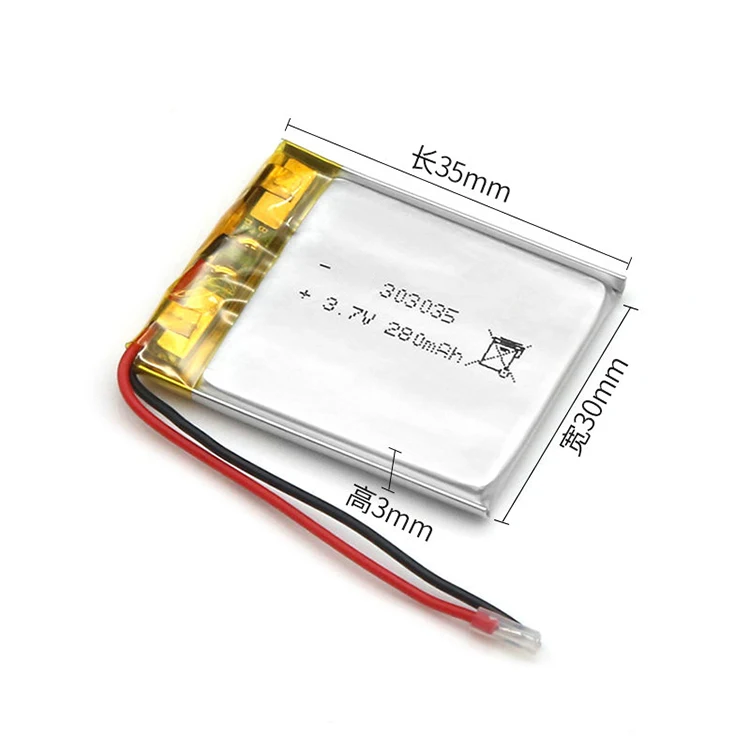 Customized lipo battery 303035 280mah high temperature resistance li-polymer battery
