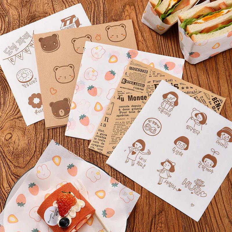 Custom logo food-grade hamburger oil-proof paper Deli packaging grease proof wrap paper fries fast food Greaseproof Paper