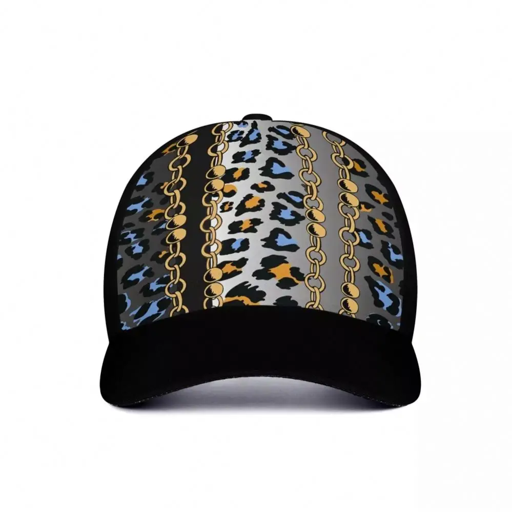 
Hot Selling Outdoor Sun Cap Baseball Sports Cap Outdoor High Quality Cap Leopard And Chain Custom Pattern 