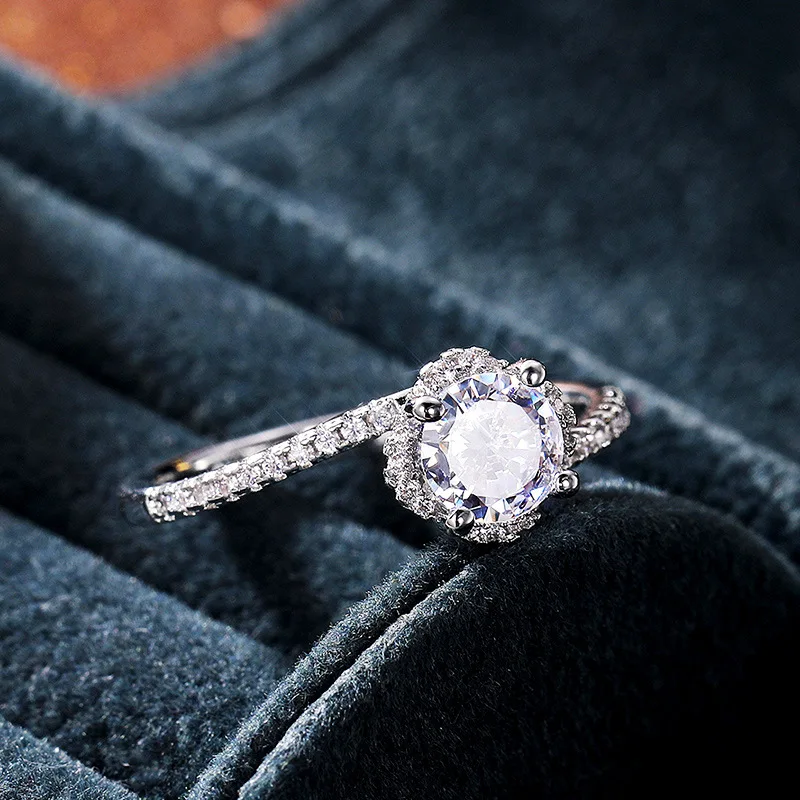  New Arrival High Quality Wholesale Flower Cz zircon ring jewelry gift for