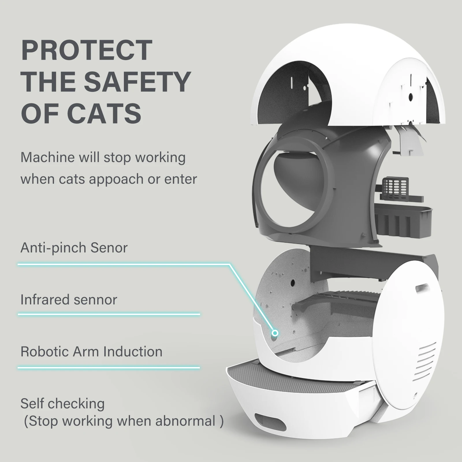 Large Capacity Cat Litter Automatic Box Self-Cleaning Auto Cat Litter Box With Scoop