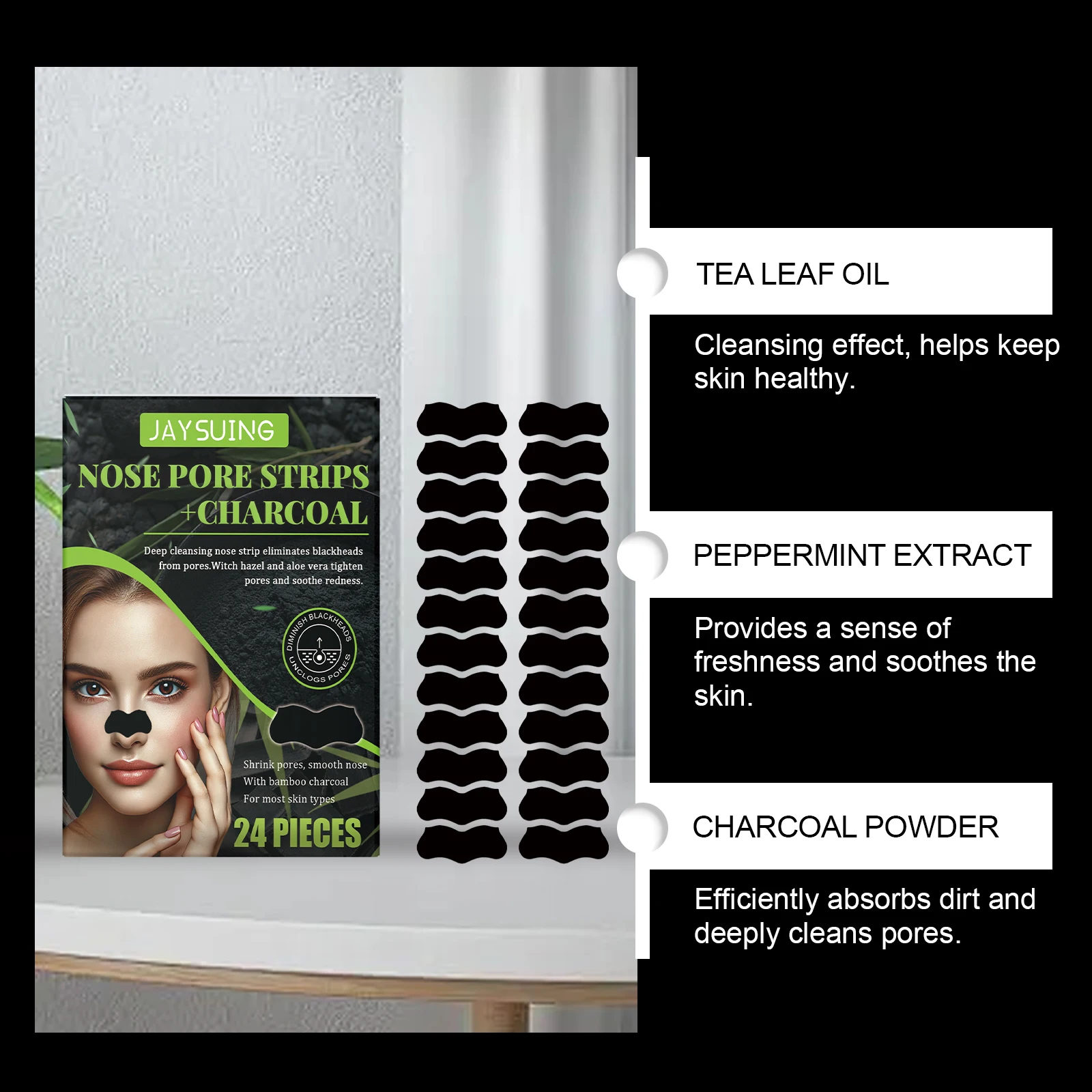 Calming Lightens Fine Lines Acne Treatment Nose Plant Pore Strips Deep Cleansing Black Head Remover Nose Pore Strips
