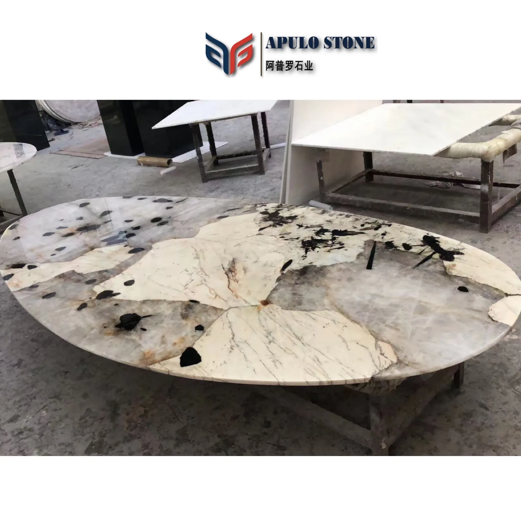 Apulo Patagonia Granite Top Dining Table Round Natural Stone top coffee table Granite Stone And Table Top