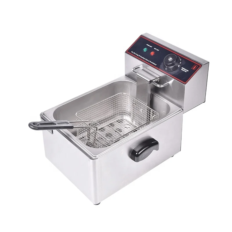 6L Commercial Potato Chip Fryer KFC Automatic Electric Chicken Deep Fryer Industrial Single Tank Frying Machine