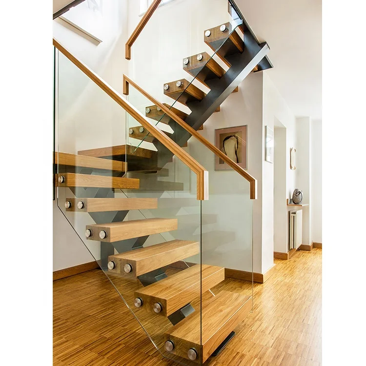 Most Selling Online Product Glass Railing Outside Step Of The Ladder Inside Wooden Mono Stringer Staircase