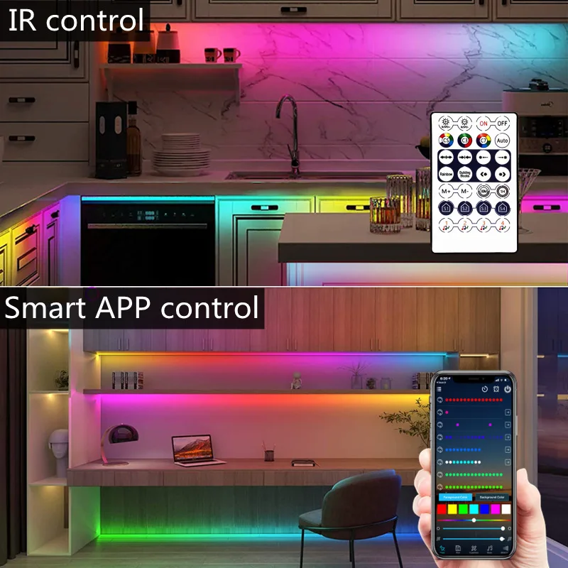 Smart RGB LED Strip Light Wireless  Remote Control Flexible Neon Flex Rope for Night Time Home Decor