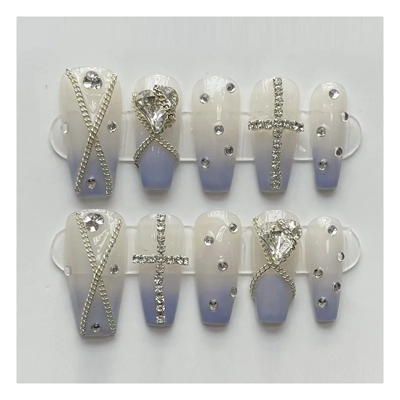 Artificial Fingernails Faux Ongles Press Private Label Luxury Long Coffin Press On Nails nail charms