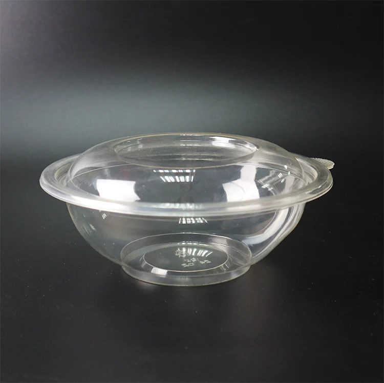 Custom Logo Size 18oz 24oz 32oz Round Transparent Disposable Biodegradable Plastic Salad Bowl with Lid