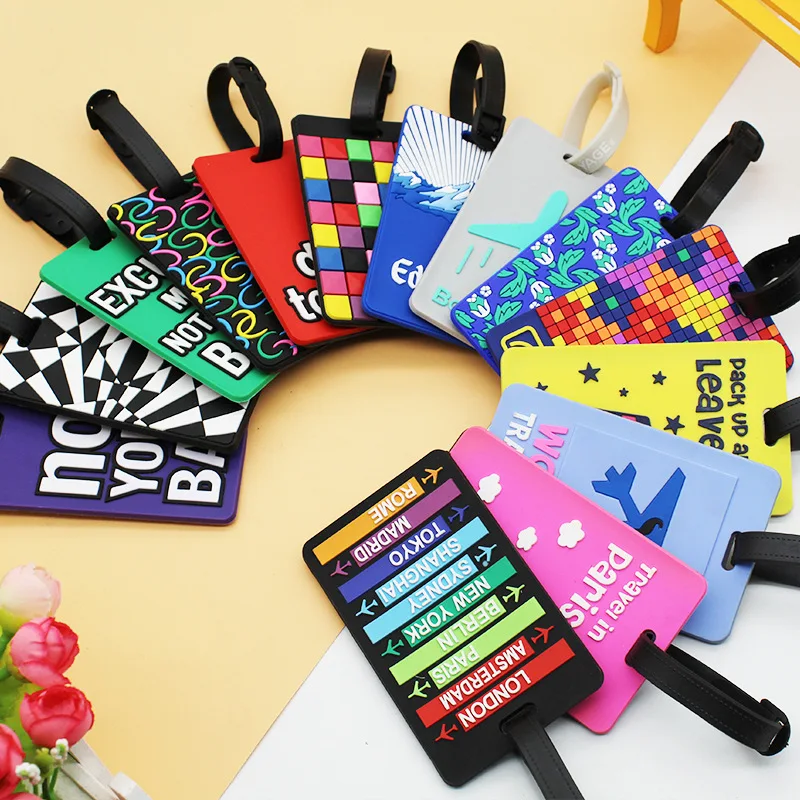Wholesale Standard Size Custom 3D Soft PVC Luggage Tag Rubber Strap Personalized Logo Silicone Travel Bag Tag