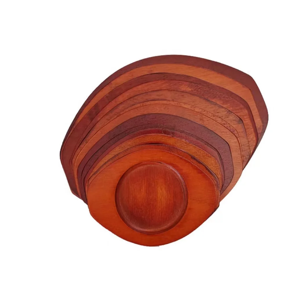 Anti-HeatTeppanyaki Wooden Board In Stein Wooden Serving Tray Solid Wood Hot Pot Stone Bowl Serving Base