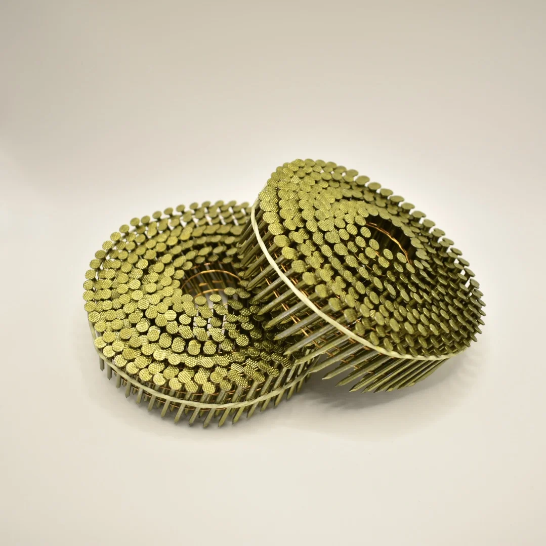 Screw smooth ring shank Factory Prices Q235 material full color coated  Coils Nails Wooden pallet use