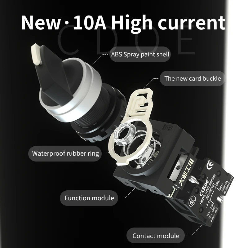 10a high currenrt normally open rotary 22mm start stop button 2 position on off rotary selector switch