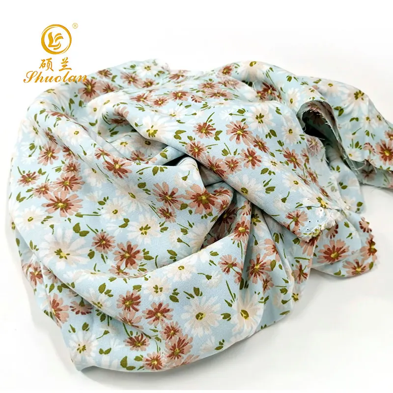 Printed 100% Rayon 90GSM Lightweight Fabric Hot Sale Various Floral Widely Used in Skirt/dress/beach Shirt Fabric Woven Tshirts
