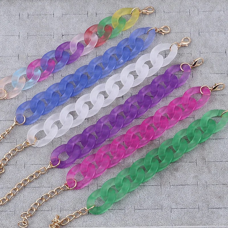 Frosted Acrylic Link Chain Bracelets For Women Men Matte Plastic Curb Chain Bracelets Bangles Fashion Acrylic Jewelry Wholesale