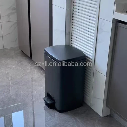 20 litre dark grey anti fingerprint metal pedal stainless steel trash bin hotel bedroom bathroom foot step waste bin with lid