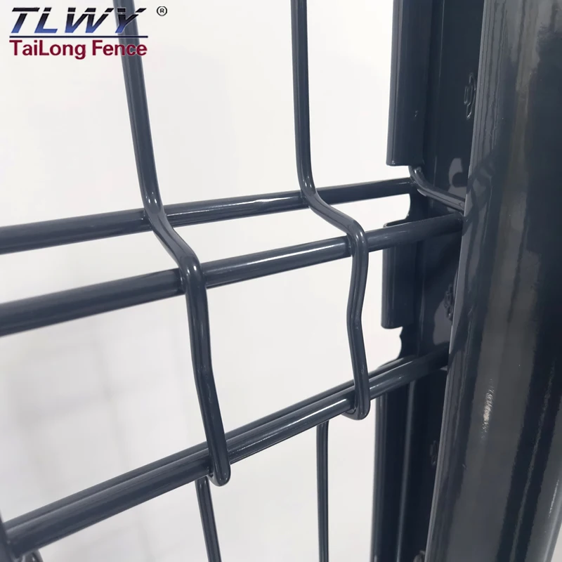 Black Green Pvc Coated 3D Curved Arc Welded Wire Mesh Panel 3D Fence with Peach Post