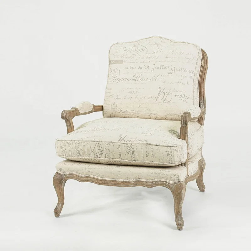 Hand carved cane back dining chair antique Wooden French Style cushion sofa/armchair(CH-300-Oak)